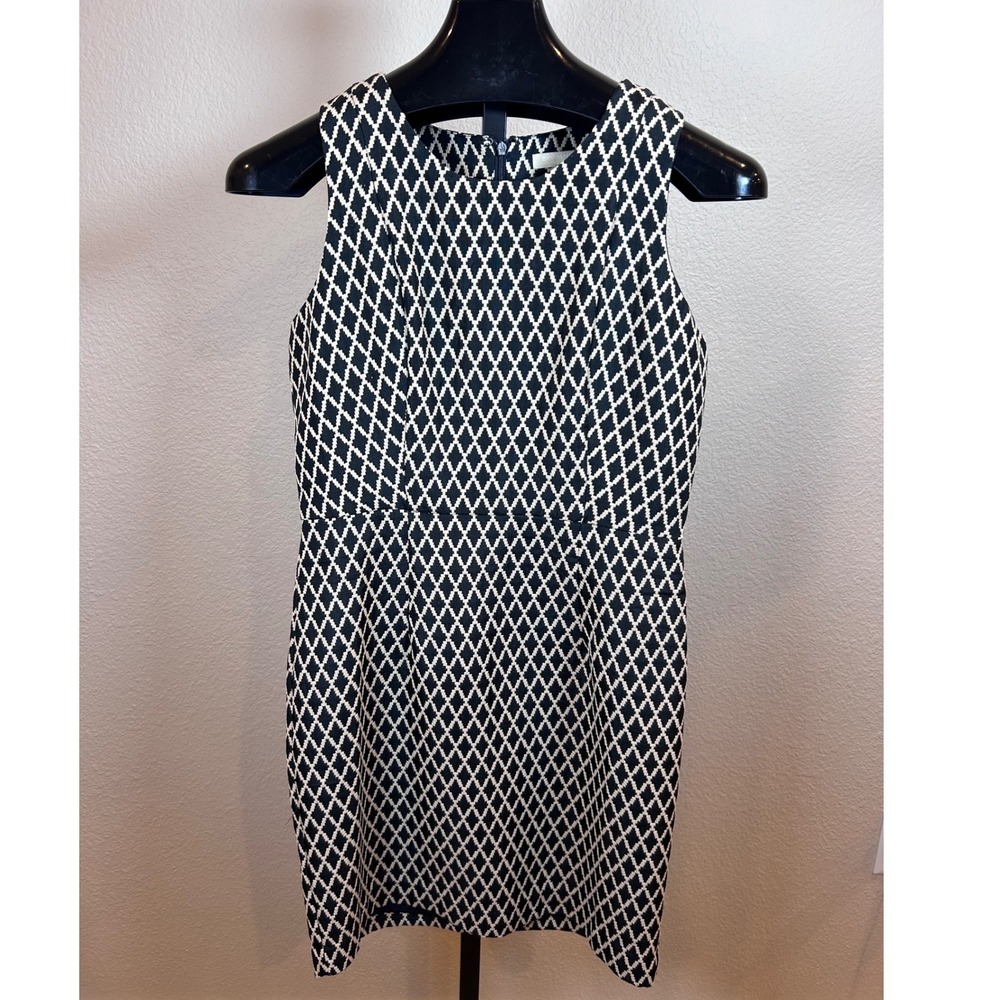 Banana Republic Black Ikat Diamond Sheath Dress Sleeveless Harlequin Size 8